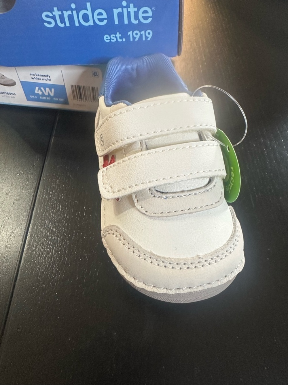 Stride Rite White & Blue Toddler Velcro Sneakers